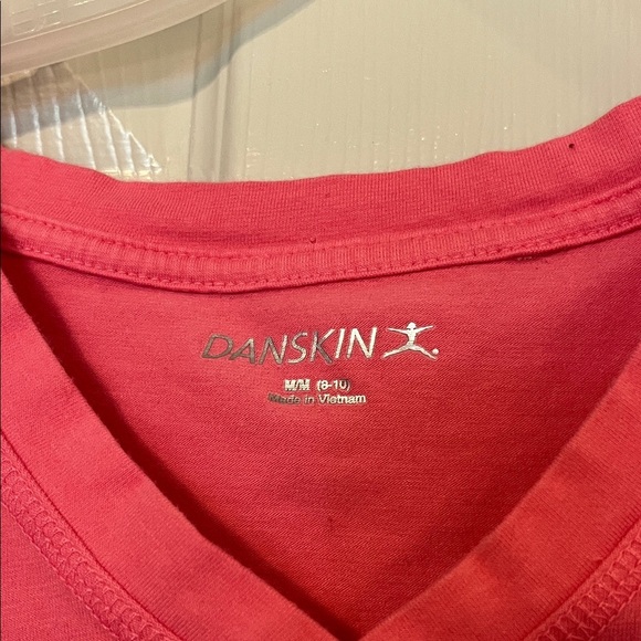 Danskin Pink Short Sleeve V-Neck Tee Medium (8-10) - Picture 2 of 4